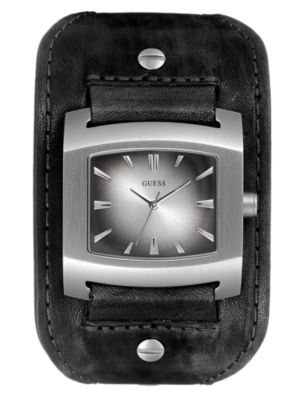 BLACK LEATHER STRAP WATCH